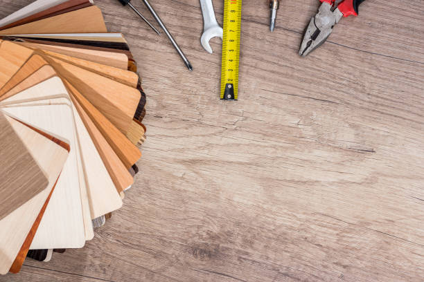 istock different epair tools on wooden desk and place for text 691531168
