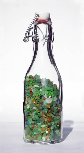 Lavagna beach bottled Tumbled glass splinters that make the sand of Lavagna beaches lavagna stock pictures, royalty-free photos & images