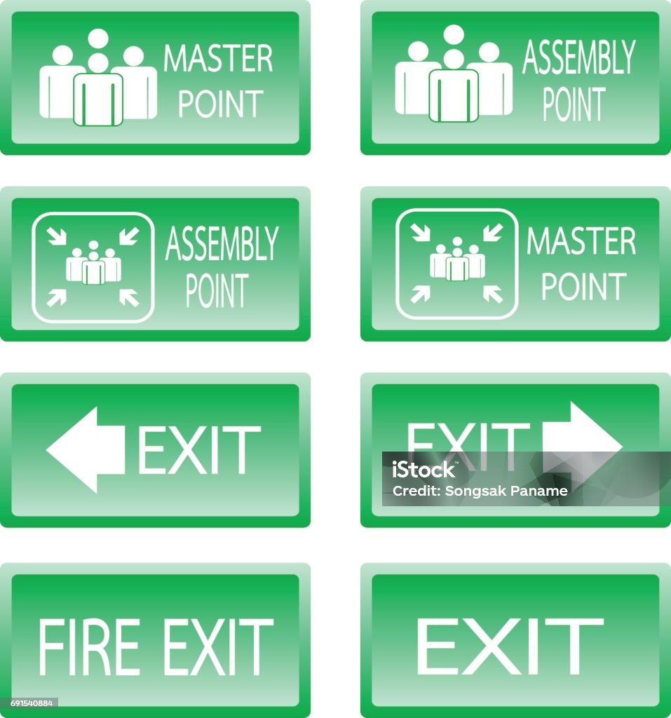 Green Sign Example Green Safety Sign Stock Illustration - Download Image Now - 'at' Symbol ...