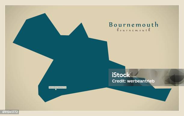 Modern Map Bournemouth District And Unitary Uk Stock Illustration - Download Image Now - Bournemouth - England, British Culture, Cartography