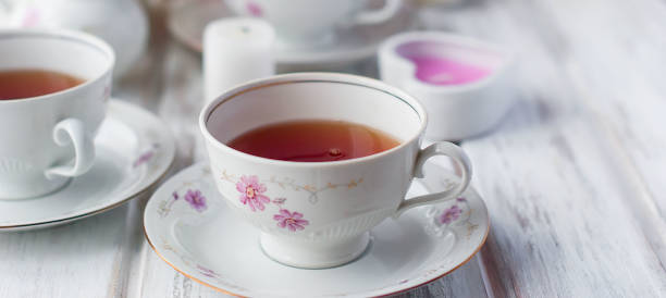 istock tea set with floral print 691548130