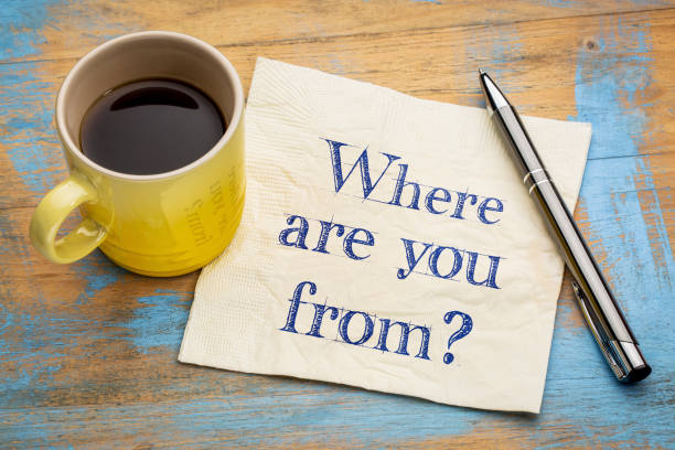 istock Where are you from? A question on napkin. 691548212