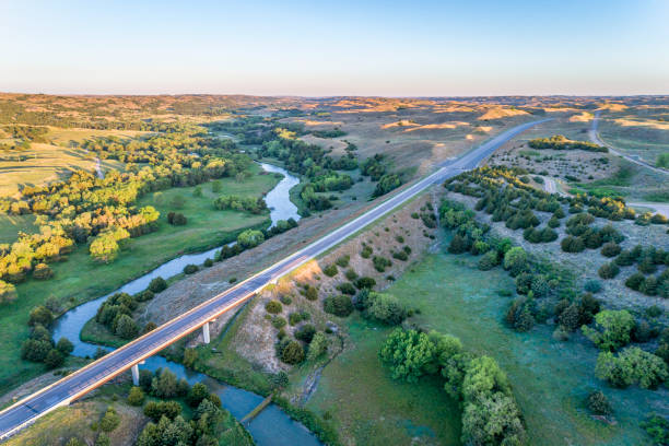 istock aerial view of Dismal River in Nebraska 691548384
