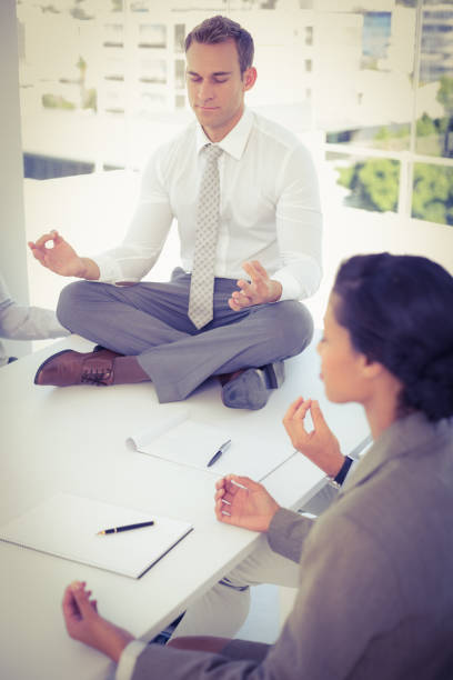 istock Business team relaxing eyes closed 691551376