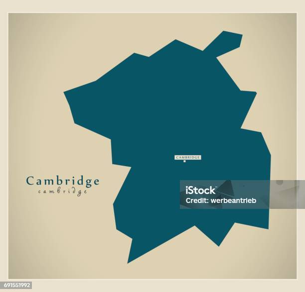 Modern Map Cambridge City District Uk Stock Illustration - Download Image Now - British Culture, Cambridge - England, Cambridgeshire