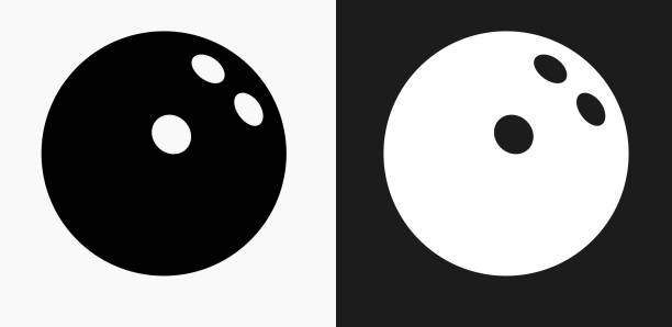 Bowling Ball Icon on Black and White Vector Backgrounds Bowling Ball Icon on Black and White Vector Backgrounds. This vector illustration includes two variations of the icon one in black on a light background on the left and another version in white on a dark background positioned on the right. The vector icon is simple yet elegant and can be used in a variety of ways including website or mobile application icon. This royalty free image is 100% vector based and all design elements can be scaled to any size. bowling ball stock illustrations