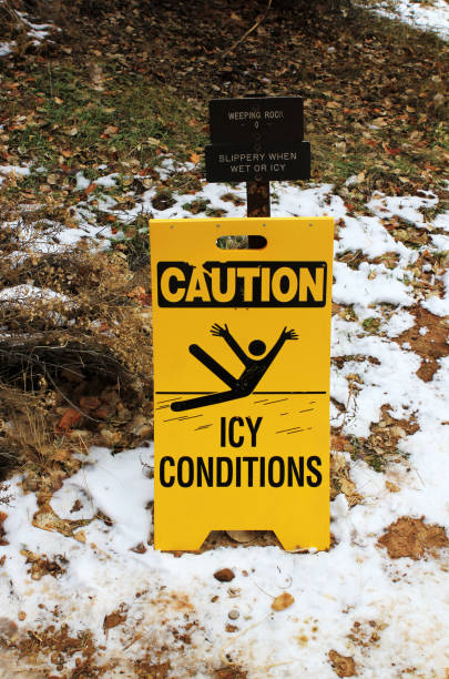 istock caution ice conditions on a slope of mountain 691566002
