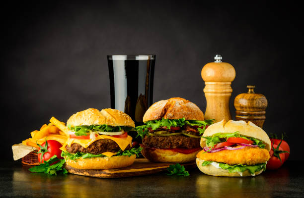 istock Different Burgers with Cola Fast Food 691570258