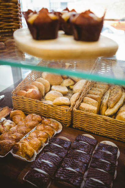 istock Close up of basket with fresh bread and pastry 691576794