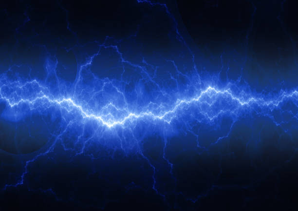 blue abstract lightning, electric abstract - blue cloudscape contemporary electricity imagens e fotografias de stock
