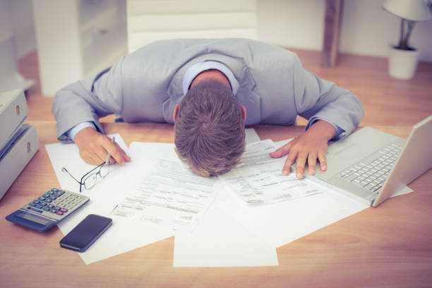 istock Business tired and working on laptop 691583242