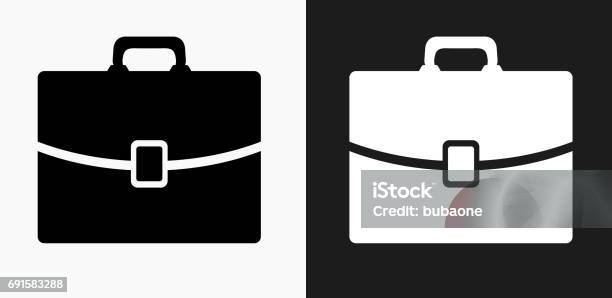 Briefcase Icon On Black And White Vector Backgrounds Stock Illustration - Download Image Now