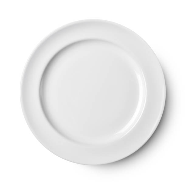 istock Simple white circular porcelain plate 691606592