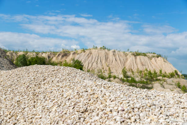Pile of crushed stone in a quarry