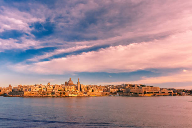 istock Valletta Skyline from Sliema at sunset, Malta 691623800