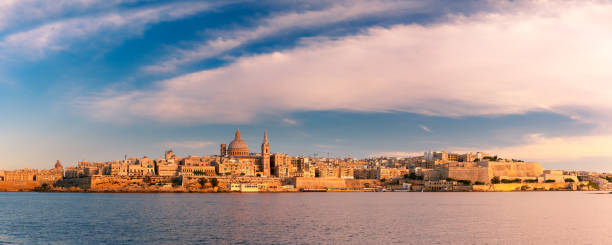 istock Valletta Skyline from Sliema at sunset, Malta 691629736