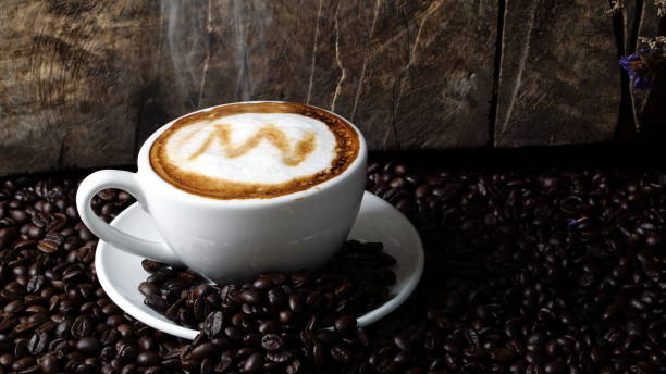 istock Latte art and cappuccino coffee with flowers made from milk 691633416