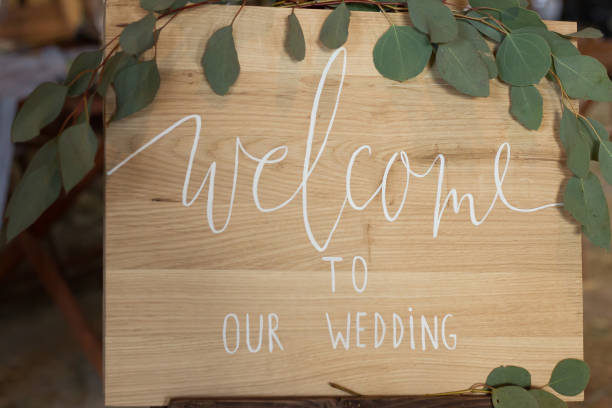 istock Plate Welcome to our Wedding.  Wedding party. 691642260