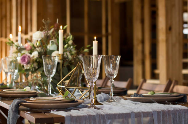 istock Decoration wedding table before a banquet. Bouquet and candles. Wedding party. 691642284
