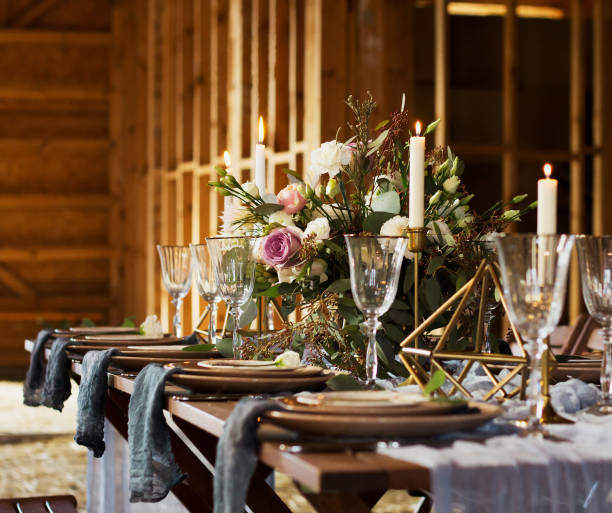 istock Decoration wedding table before a banquet. Bouquet and candles. Wedding party. 691642326