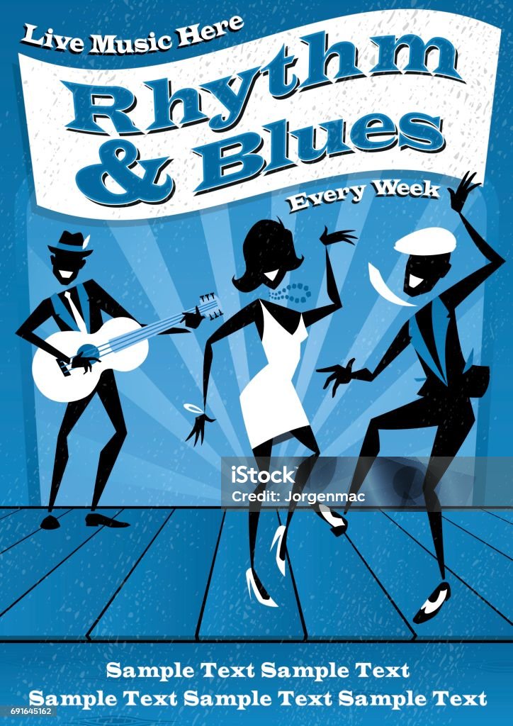 Rhythm and Blues Poster Illustrated poster for a Rhythm and Blues music club night. R&B stock vector