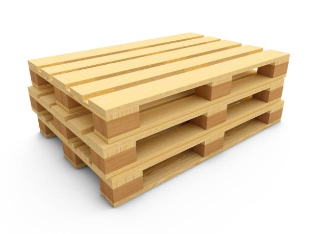 istock 3D rendering wooden pallets isolated on white background 691648548