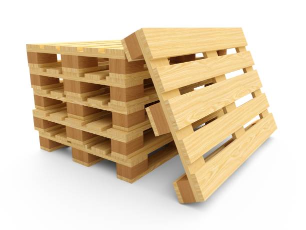istock 3D rendering wooden pallets isolated on white background 691648878