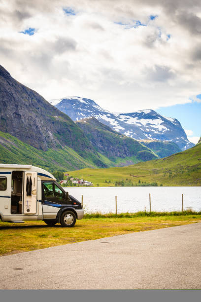 istock Camper car in norwegian mountains 691648946
