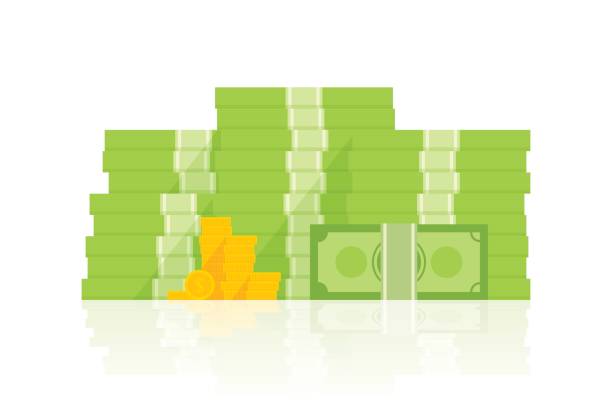 お金のベクトル図、現金フラット漫画スタイルのヒープの大きな山 - coin stack change heap点のイラスト素材／クリップアート素材／マンガ素材／アイコン素材
