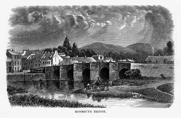 istock Monmouth Bridge, Monmouth, Herefordshire, England Victorian Engraving, 1840 691659686