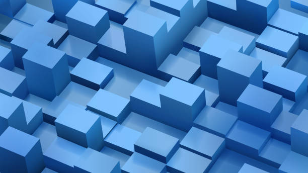 istock Abstract background of cubes and parallelepipeds in blue colors 691661996