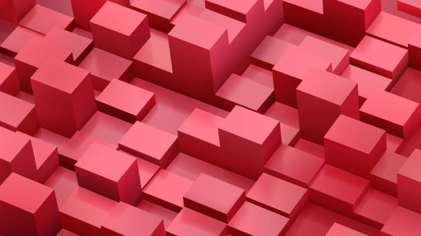 istock Abstract background of cubes and parallelepipeds in red colors 691662004
