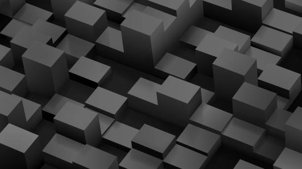 istock Abstract background of cubes and parallelepipeds in black colors 691662020