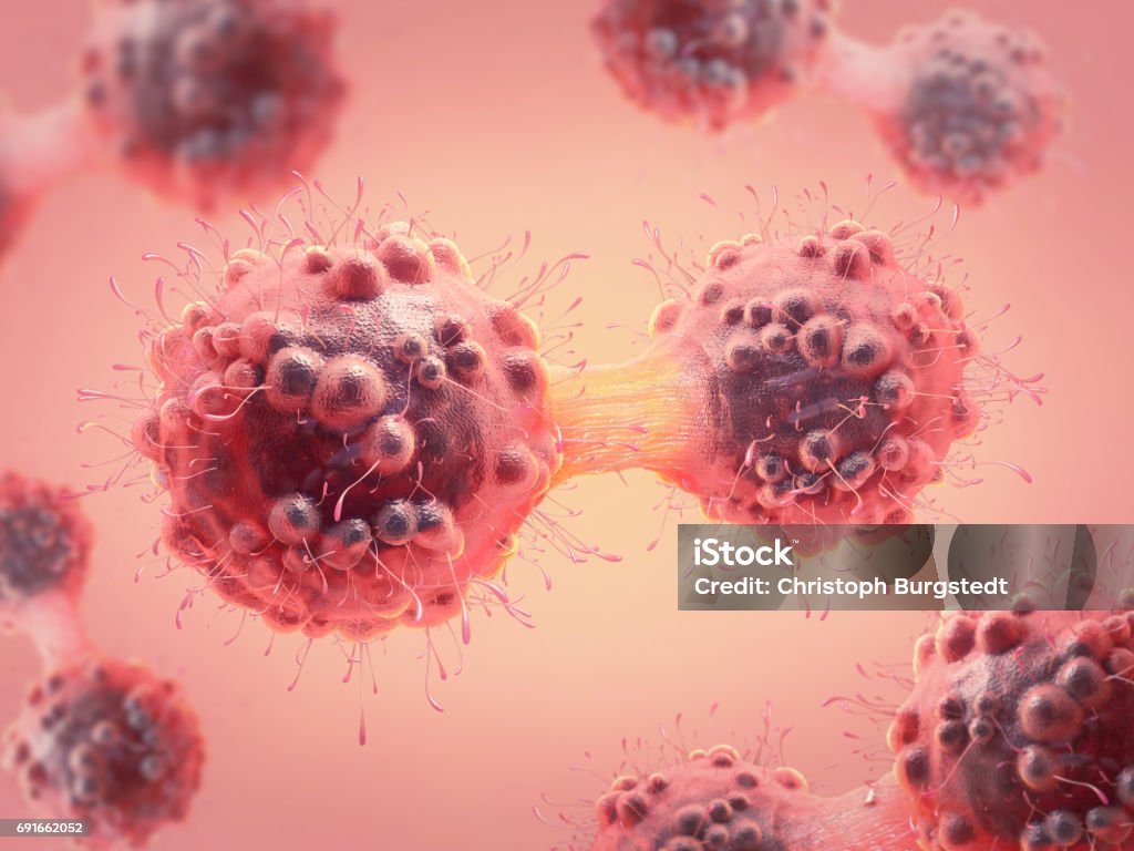 3d illustration of a cancer cell in the process of mitosis Cancer Cell Stock Photo