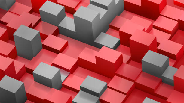 istock Abstract background of cubes and parallelepipeds in red and gray colors 691662086