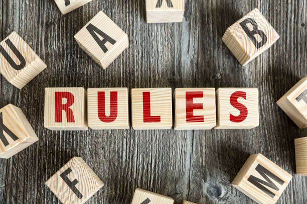 Rules Wooden Blocks with the text: Rules rules stock pictures, royalty-free photos & images