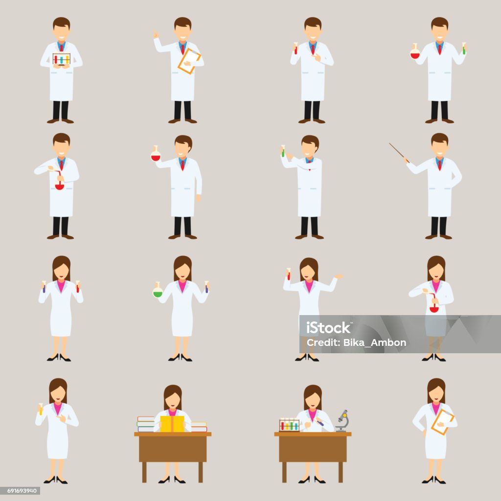 Science Doctor Character Scientist Character Stock Illustration - Download Image Now - Adult ...