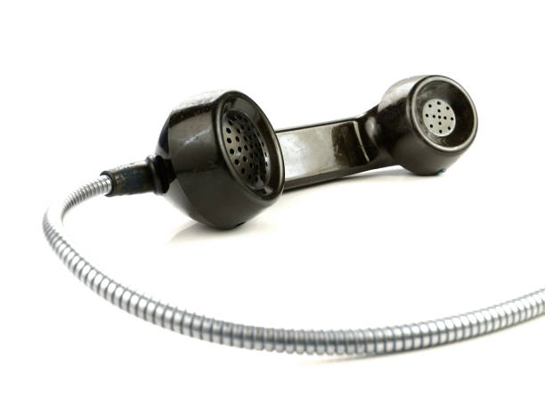 old retro bakelite earphone. on a white background - retro revival 1940 1980 retro styled imagery old fashioned photograph imagens e fotografias de stock