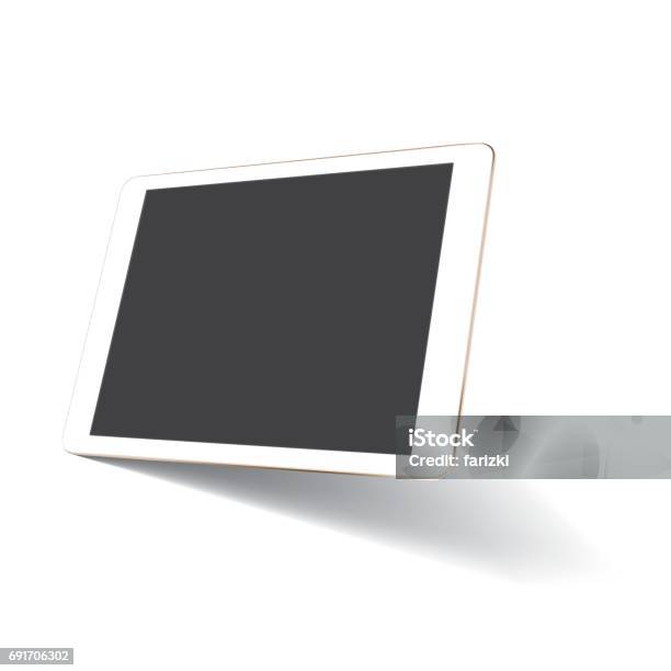 Perspective Tablet Mockup Stock Illustration - Download Image Now - Digital Tablet, Blank, Side View