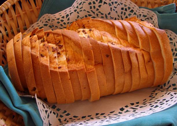 Loaf of garlic bread sliced