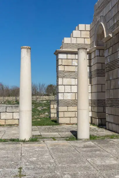 Ruins of The Great Basilica - largest Christian cathedral in medieval Europe near The capital city of the First  Bulgarian Empire Pliska, Bulgaria