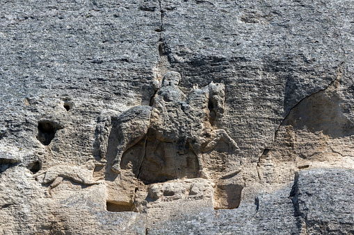 Early medieval rock relief Madara Rider from the period of First Bulgarian Empire, UNESCO World Heritage List,  Shumen Region, Bulgaria