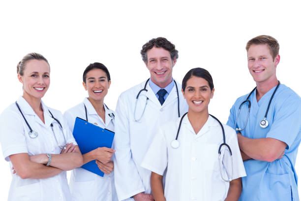 istock Doctors and nurse standing together 691729646