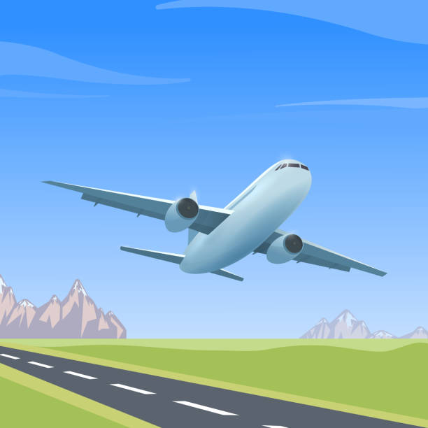illustrations, cliparts, dessins animés et icônes de avion sur la piste - air vehicle business airplane multi colored