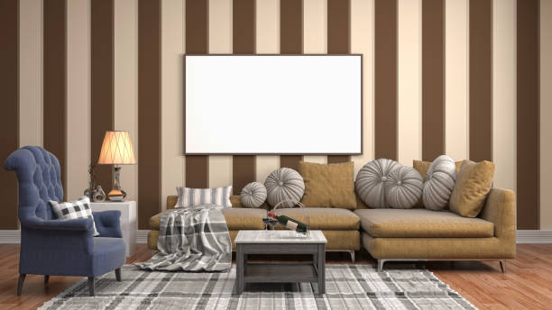 istock mock up poster frame in interior background. 3D Illustration 691732958