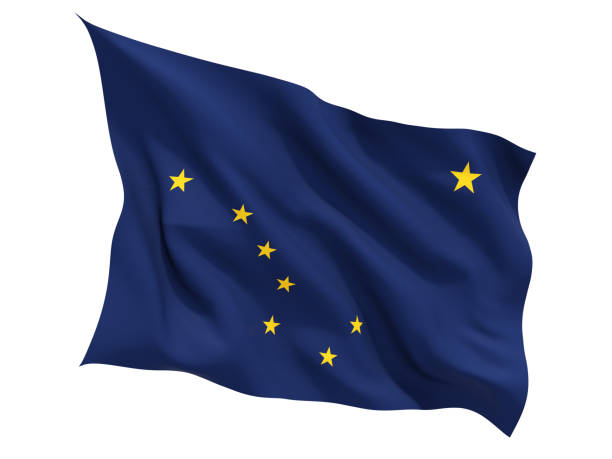 Flag of alaska, US state fluttering flag isolated on white. 3D illustration