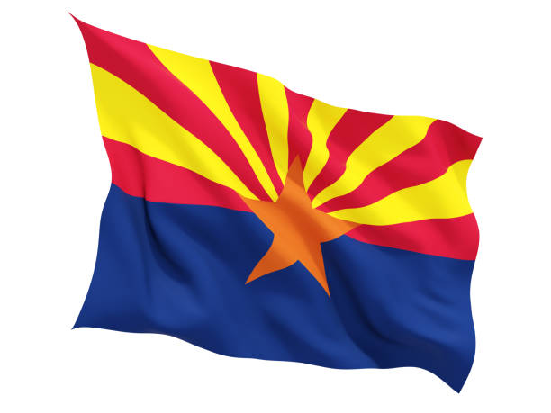 Flag of arizona, US state fluttering flag isolated on white. 3D illustration