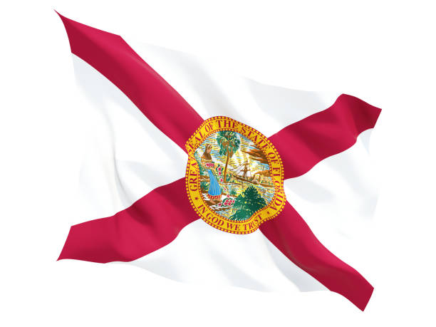 Flag of florida, US state fluttering flag stock photo