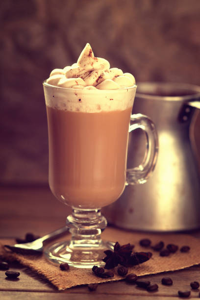 istock Glass of cup coffee with cream 691734088