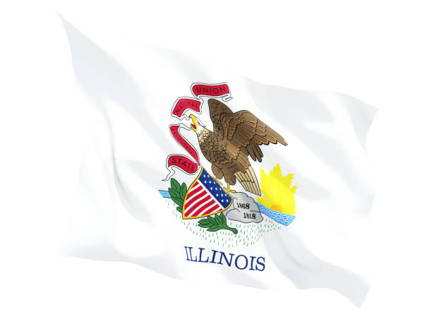 istock Flag of illinois, US state fluttering flag 691734304
